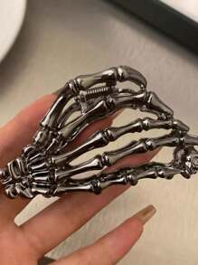 1 Peça Clipe de Cabelo Garra de Esqueleto Assustador de Halloween, Presilha de Metal Gótico Escuro, Presente Adequado para Crianças, Casais, Halloween, Verão Clipes de Cabelo da Páscoa, Clipe de Mandíbula de Cabelo, Grampos de Cabelo, Pinça de Cabelo