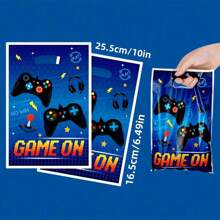10pcs/30pcs/50pcs Game Controller Theme Gift Bags, Black & Blue Color, Game Player, Lightning, Game On, Star Pattern, Handle Bags, Party Favors, Birthday, Gaming Theme Celebration, Festival, Party Gift Packaging Bags