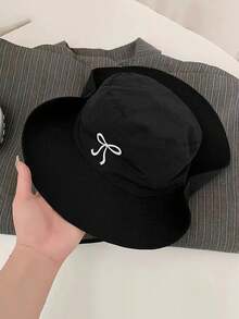 Bowknot Decor Sun Protection Hat, Versatile Outdoor Hiking Cap For Women, Chic Breathable Fabric Sun Hat, Bucket Hat