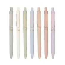 2pcs High-Aesthetic Click-Action Gel Pens And A Custom Logo - Morandi - Color, 0.5mm Bullet-Tipped Metal Advertising Pens Back To School - Multicolor - View 7