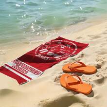 Personalized Girls' Trip Beach Towel - Customizable 2025 Vacation Gift, Any Text, Suitable For Friends, Family And Best Friends - Red With White Print, Fade Resistant Microfiber, Square, Ideal For Beach Vacations And Pool Side Activities, Travel Accessories | Retro Style | Microfiber Fabric, Beach Accessories Summer Holiday Bathroom Decor Beach Essentials