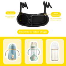 1 PC Universal Baby Stroller Snack Tray | Stroller Cup Holder | Silicone Arms Grip Bumper Bar | Stays In Place | Stroller Tray Attachment With Cups Holder For Baby Toddler | Stroller Accessories