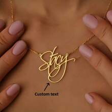 1pc Custom Name Necklace, Personalized Cursive Font Pendant, Elegant Bohemian Style, Simple DIY Custom Name Gift, Suitable For Women, Birthday Gift Jewelry Custom Cursive English Name Minimalist Elegant Stainless Steel Necklace Family Holiday Gift Ideal Gifts For Her Girlfriend, Mom, Family, Friends, Daughter, Her, Grandparents For Anniversaries, For Birthdays, For Daily Wear, For Prom, For Teacher Gifts,For University,For Colleague,For Dorm Rooms,For Teacher,For Boys And Girls,For Teenagers,Junior High School Students,Middle School Students,High School Senior High School Students,College Students,University Students,Freshman,Sophomore,Underclassmen