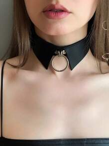 1PC Women Leather Choker Fashion Belts Style Choker Punk Jewelry With Chains Clavicle Choker Rock Neck Chain Bride Jewelry