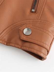 修身女士皮夹克，薄款机车外套，春秋外套，女士立领仿皮夹克 N767