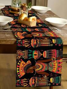1 Pc African Print Table Runner, Women Print Table Runner, For Kitchen, Dining Room Decor, Holiday, Home Gathering, Wedding, Outdoor Dining, Coffee Table Decor