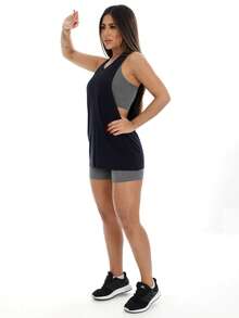 Work Fitness Women Sports Tees & Tanks - 黑色 - 查看 2