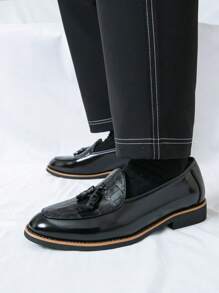 Casual Fringed Tassel Loafers, Versatile For Business, Party, Wedding, Pointed Toe Design