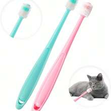 Cepillo de dientes para mascotas de cerdas suaves de color aleatorio, cepillo de dientes de 360° para limpieza dental, aseo de mascotas, productos para mascotas. Cepillo de dientes pequeño para perros y gatos para una limpieza profunda de los dientes.