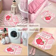1pc Cute Strawberry Milk Style Carpet Suitable For Bedroom, Living Room, Sofa, And Tea Table ,Room Decor - Pink - View 3