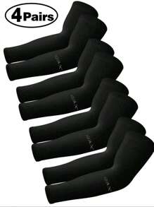 4er-Pack Damen Arm Ärmel, leicht, mit Buchstaben Aufdruck & unifarben, Outdoor Sonnenschutz, lässige schnelltrocknende atmungsaktive Arm Abdeckungen, Sommer