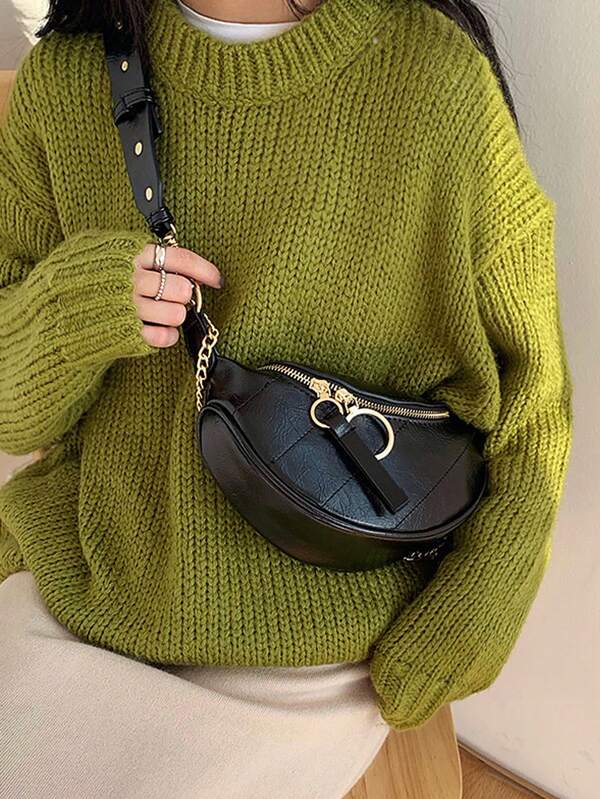 Geantă de talie, geantă de tip crossbody cu lanț de modă, geantă de piept multifuncțională și geantă de umăr pentru vară