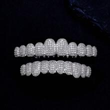 THATBOY [Ornamentos de Dentes de Punk Hip Hop] 2 peças/Conjunto Aparelho de Dentes de Punk Hip Hop com Dez Dentes - Ornamento de Dentes para Vestimenta Corporal