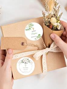 1. 初领圣体纪念贴纸，绿色植物和金色十字架感谢贴纸，可定制，洗礼套装 - 腮红花卉洗礼纪念标签贴纸，学习用品，返校季 - 彩色 - 查看 2