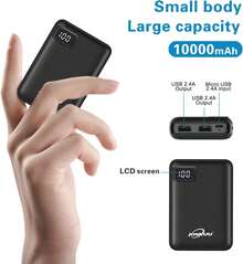 Small Portable Charger, 10000mAh Power Bank External Battery With LCD Screen, Multifunction External Backup Battery With 2 2.4A Outputs - Black - View 3