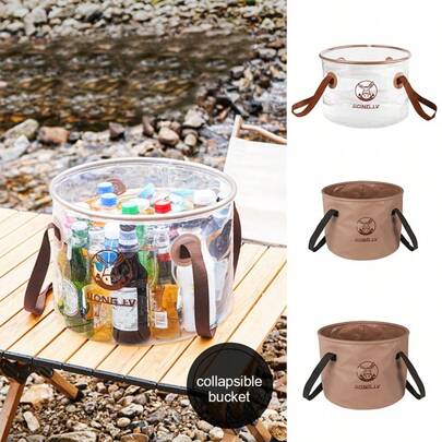 1 件 20L 便携式 PVC 储水桶 - 折叠洗脸盆，适合露营、钓鱼、徒步旅行、划船、旅行和户外园艺，可折叠水桶，露营储水容器