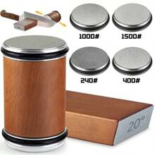 Afilador de cuchillos rodante para cuchillos de filo recto, juego de afilador con ángulo magnético de 15/20° para cuchillos de cocina, set de piedra de afilar