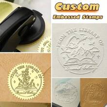 1pc Personalized Stainless Steel Embossing Stamp, Customizable Rectangle Shape For Books, Library, Office, Envelopes, Napkins, Handmade Gifts, Wedding Invitations, Birthday Presents,Back To School,School Supplies