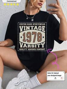 Customized Plus Size Black Crewneck T-Shirt - Vintage 1978 New York Retro Print, Classic Urban Streetwear, Throwback Graphic Tee, Music Festival Outfit, Birthday/Anniversary Gift, Big & Tall Comfort Fit, Hipster Fashion, Unisex Casual Wear, Friends Matching NYC Style, Y2K Aesthetic, Minimalist Retro Design, Custom Year Apparel, Statement Piece, Holiday Souvenir - Black - View 1