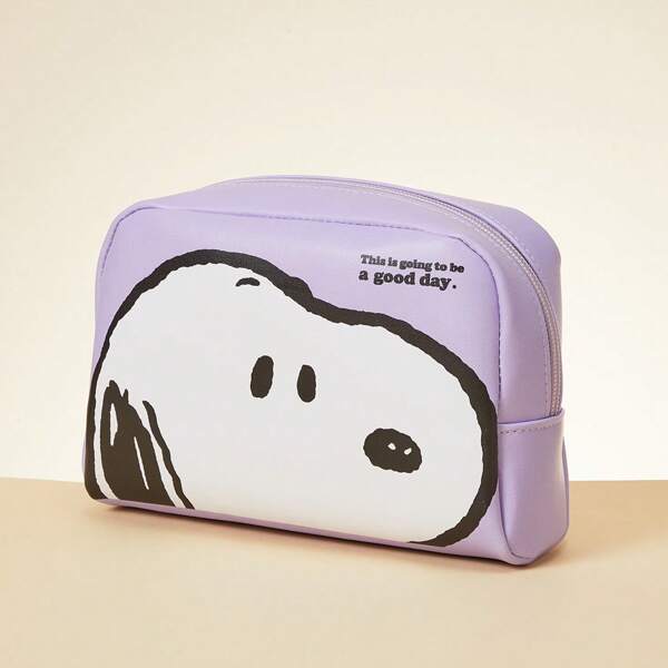 Miniso Neceser de maquillaje con la imagen de Snoopy y vida colorida, con compartimentos internos multicapa, conveniente para organizar cosméticos, ideal para uso diario o viaje (1 pieza)