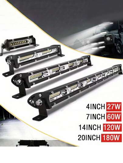 GLANBERT 4/7/14/20inch Car LED Lights Bar 27/60/120/180W Ultra-Thin Medium White Net Light Bar For Car, SUVs, Trucks