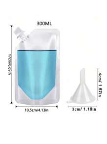 10pcs, 10pcs Plastic Beverage Bags And 3pcs Mini Funnel, Small Transparent Plastic Funnel For Perfume, Transparent Portable Water Bag For Outdoor,Disposable Travel Leak Proof Bag Squeeze Bag,Reusable Sealed Liquid Bag,Used For Storing Alcoholic Beverages, Milk, And Other Beverages, Water Bottle