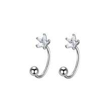 2 piezas Pendientes de tuerca con estrella de aleación de cobre y circonita cúbica, color plateado, para perforación de trago, cartílago y hélice de la oreja de las mujeres