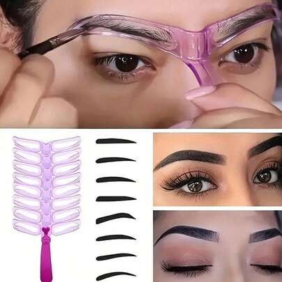 Bộ 8 khuôn định hình lông mày tái sử dụng, 8 hình dạng khuôn định hình lông mày có tay cầm, bộ dụng cụ chăm sóc lông mày dễ sử dụng - Thẻ định hình lông mày bằng PVC cho đường nét lông mày hoàn hảo, dụng cụ tỉa lông mày, dụng cụ trang điểm, trang điểm, giá rẻ, trang trí phòng, bàn trang điểm, du lịch, phòng ngủ, phụ kiện trang điểm, giá rẻ, quà tặng Giáng sinh, trang điểm, dụng cụ trang điểm, đồ rẻ tiền, quà tặng, quà tặng cho phụ nữ, quà Giáng sinh, quà tặng khuyến mãi, du lịch, đồ rẻ tiền, đồ dùng cần thiết khi đi du lịch