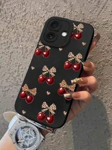 1 Stück 360 Grad Schutzhülle für Handy mit Leopardenmuster, Schleife und Kirschblüten Muster, kompatibel mit 7/8/X/XS/XR/11/12/13/14/15/16 Pro & Pro Max
