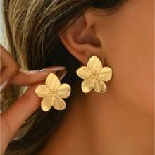 1 Paar goldener Blumen Ohrringe im Vintage-Stil für Frauen, geeignet für Urlaub, Feiertage, Partys, Veranstaltungen