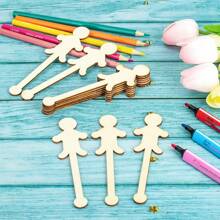10pcs Humanoid Craft Sticks - Humanoid Craft Sticks, Wooden Craft Sticks For DIY Projects And Home Decoration, Party & Birthday Gifts, Eid Gifts
