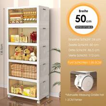 OYAJIA 4/5 Schichten Klappbar Kleiderschrank Montieren Lager Regal Organizer mit Rollen, 172L/215L Boxen Aufbewahrung, Stapelboxen Kunststoff, 50x31,5x112.5cm/50x31,5x138.5cm, Weiß