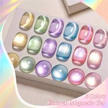 MEET ACROSS 7PCS 7ml Light Flow Colored Cat Magnetic Gel Nail Polish Blue Green Gold Pink Purple Sparkle Glitter Gel Varnis Semi Permanent Gel For Summer Manicure DIY Nail Supplies