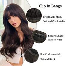 Synthetic Air Bangs Wig For Women's Opening Natural Forehead French Fake Bangs Patch With Straight Bang Hair Extensions - Multicolor - View 5