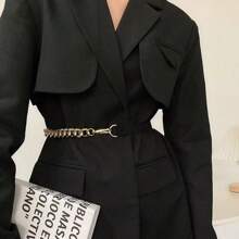 1 pièce Ceinture élastique à ornement de chaîne métallique, ceinture de taille polyvalente à la mode pour femmes, été, école, automne, Halloween