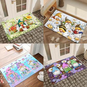 1 pieza Felpudo de bienvenida con diseño de flor y hada - Tapete de poliéster con diseño de mariposa y flor, adecuado para la entrada, la cocina, la decoración del dormitorio, tapete decorativo para el piso, decoración artística para el hogar