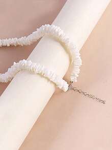 1pc Men's Asymmetrical Shell Necklace, Summer Beach Style - White - View 4