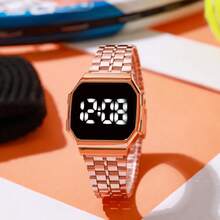 1 件青少年 LED 屏幕钢带电子数字手表，适合生日、毕业礼物 - 黑色 - 查看 8