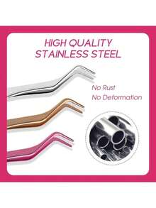 2-In-1 Multi-Purpose Eyelash Comb & Tweezers, Colorful Eyelash Curler, Creative DIY Eyebrow Brush, Stainless Steel Eyelash Extension Tweezers With Comb, Fashion New Design - Pink - View 3