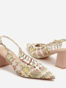 Modische offene spitze Zehenriemchenpumps Sandalen - Pink - Übersicht 4