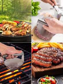1pc Burger Press - Stainless Steel Hamburger Meat Press, 6in Circular Steak Meat Press - Non-Stick, For Burgers, Sliders & Regular Beef - Perfect For BBQ & Kitchen Use - Great Gift For Grill Masters & Foodies