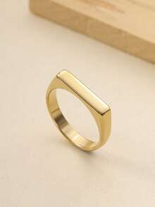 1入組不銹鋼時尚受歡迎極簡風格圓環首飾類日常裝飾 - 金黃色 - 查看 2