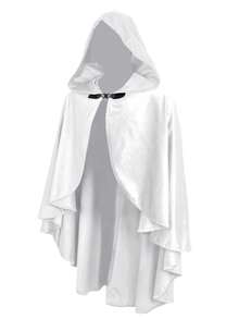 1pc Hooded Renaissance Cloak For Men Women Adult Halloween Medieval Victorian Velvet Cape - 彩色 - 查看 3