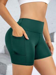 Pantalones cortos deportivos para mujer, Mallas deportivas para mujer, Mallas con bolsillos, Pantalones cortos de ciclista negros, Pantalones cortos de entrenamiento para mujer con bolsillos, Pantalones de yoga de cintura alta con control del abdomen, Pantalones apretados de compresión, Pantalones cortos de entrenamiento y carrera de sensación desnuda