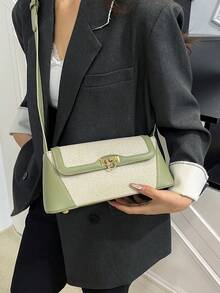 Fashionable Color Block Adjustable Strap Multi-Wear Shoulder Bag, Versatile For Casual, Beach, Vacation - Multicolor - View 10