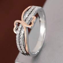 1pc Minimalist Line Design Cubic Zirconia Inlaid Women Ring - Multicolor - View 15