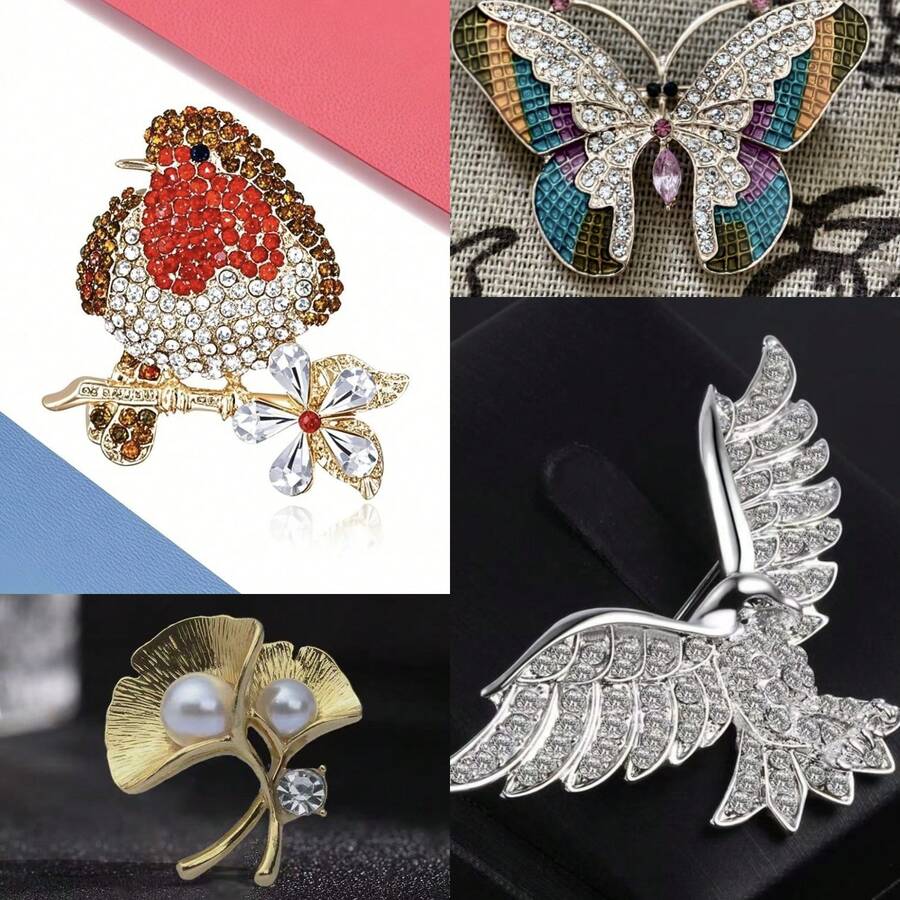 Fashionable Rhinestone Brooch Pins, Dressy Clothing Accessories, Anti-Wardrobe Malfunction