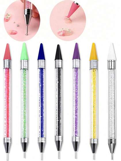 1pc Nail Art Dotting Pen/Replacement Wax Crayon Heads, With Wax Tip And Self-Adhesive Function, Double-Ended Design, Suitable For Picking Up And Removing Crystals, Rhinestones, Gems, Jewelry Stickers, Single Pack, Pink Dotting Pen Tool, Nail Art Pen Tip, Nail Decoration, Nail Art Supplies, Nail Art Tools, Back To School, Nail Art, Nail Art Tools, Suitable For Fake Nails
