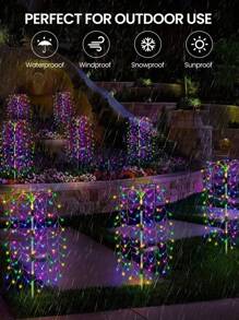 2/4/6/8pcs Solar Multi-Color Firecracker Lights, 200 LED Firework Fairy Lights, 8 Strong Light Modes, Powered By Solar Energy,IPX4 Waterproof, Very Suitable For Courtyard, Garden, Path, Party Decoration, Christmas, Halloween Decoration