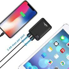 Small Portable Charger, 10000mAh Power Bank External Battery With LCD Screen, Multifunction External Backup Battery With 2 2.4A Outputs - Black - View 2